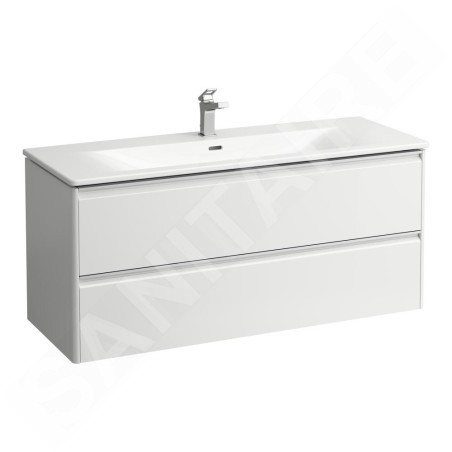 Laufen Base for Palace - Meuble avec lavabo, 53x118x44 cm, 2 tiroirs, blanc mat H8607092601041