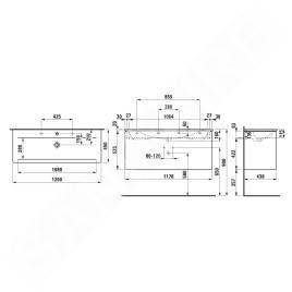 Laufen Base for Palace - Meuble avec lavabo, 53x118x44 cm, 2 tiroirs, blanc mat H8607092601041