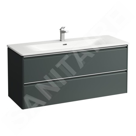 Laufen Base for Palace - Meuble avec lavabo, 53x118x44 cm, 2 tiroirs, gris H8607092661041