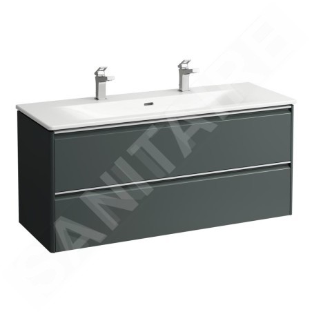 Laufen Base for Palace - Meuble avec lavabo, 53x118x44 cm, 2 tiroirs, gris H8607092661071