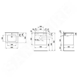 Laufen Base - Meuble avec lavabo, 59x60x49 cm, 2 tiroirs, gris H8649602661041