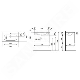 Laufen Lani for Lua - Meuble avec lavabo, 51x77x44 cm, 2 tiroirs, blanc mat H8600872601041