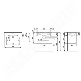 Laufen Lani for Lua - Meuble avec lavabo, 51x77x44 cm, 2 tiroirs, chêne H8600872671041