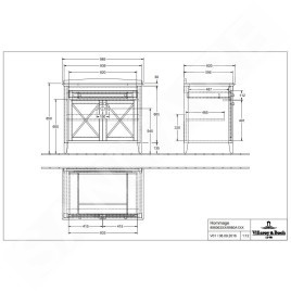 Villeroy & Boch Hommage - Meuble sous plan avec lavabo, 99x62x90 cm, 1 tiroir, 2 portes, SoftClosing, marbre noir/blanc 898063R1
