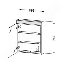Duravit Brioso - Armoire de toilette 760x620x148 mm, version droite, 1 porte, blanc brillant BR7101R22221000