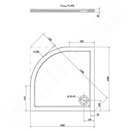 Polysan Receveurs de douche - Receveur de douche Sera, 1000x1000 mm, marbre de synthèse, blanc 62111