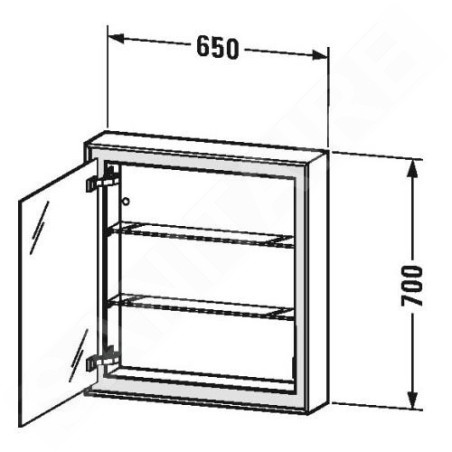 Duravit L-Cube - Armoire miroir avec éclairage LED, 700x650x155 mm, charnières à gauche, blanc LC7550L00001000