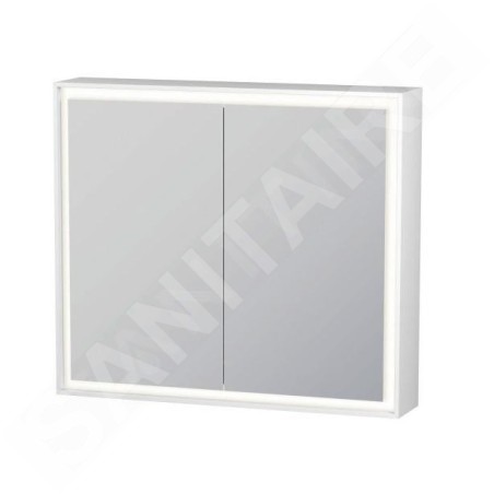 Duravit L-Cube - Armoire miroir avec éclairage LED, 700x800x155 mm, 2 portes, blanc LC7551000001000
