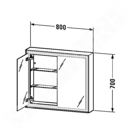 Duravit L-Cube - Armoire miroir avec éclairage LED, 700x800x155 mm, 2 portes, blanc LC7551000001000
