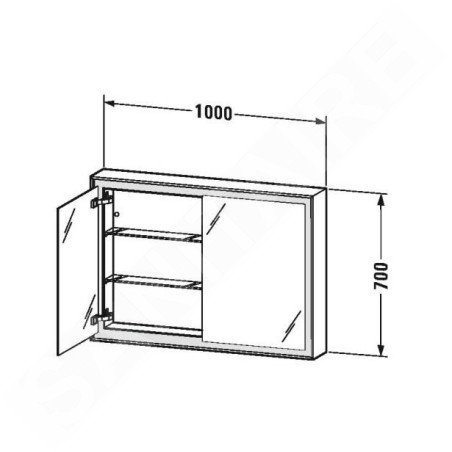 Duravit L-Cube - Armoire miroir avec éclairage LED, 700x1000x155 mm, 2 portes, blanc LC7552000001000