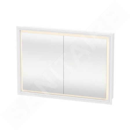 Duravit L-Cube - Armoire avec miroir, éclairage LED, encastrée, 700x1000x155 mm, 2 portes, blanc LC7652000001000