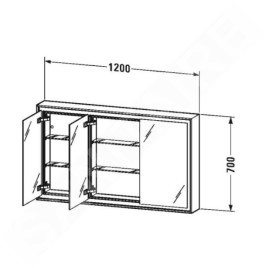 Duravit L-Cube - Armoire avec miroir, éclairage LED, encastrée, 700x1200x155 mm, 3 portes, blanc LC7653000001000