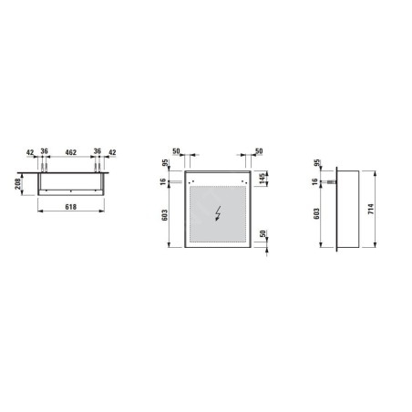 Laufen Lani - Armoire miroir avec éclairage LED, 71x62x21 cm, 1 portes, charnières à droite, chêne H4037321122671