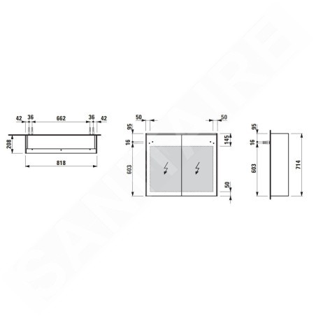 Laufen Lani - Armoire miroir avec éclairage LED, 71x82x21 cm, 2 portes, blanc mat H4037621122601