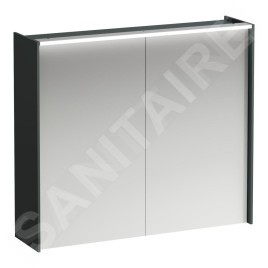 Laufen Lani - Armoire miroir avec éclairage LED, 71x82x21 cm, 2 portes, gris H4037621122661