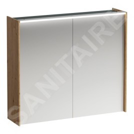 Laufen Lani - Armoire miroir avec éclairage LED, 71x82x21 cm, 2 portes, chêne H4037621122671