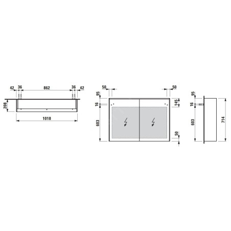 Laufen Lani - Armoire miroir avec éclairage LED, 71x102x21 cm, 2 portes, chêne H4037921122671