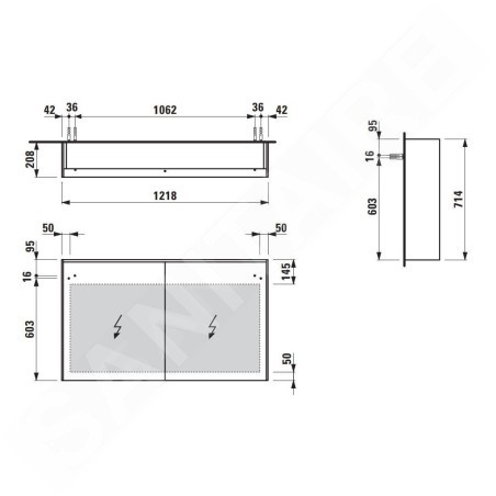 Laufen Lani - Armoire miroir avec éclairage LED, 71x122x21 cm, 2 portes, gris H4038221122661