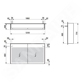Laufen Lani - Armoire miroir avec éclairage LED, 71x122x21 cm, 2 portes, chêne H4038221122671