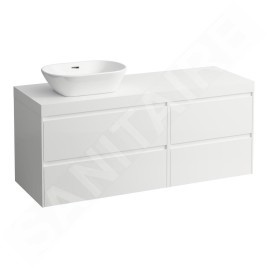 Laufen Lani - Meuble sous-lavabo, 58x137x49 cm, 4 tiroirs, découpe à gauche, blanc mat H4045821122601