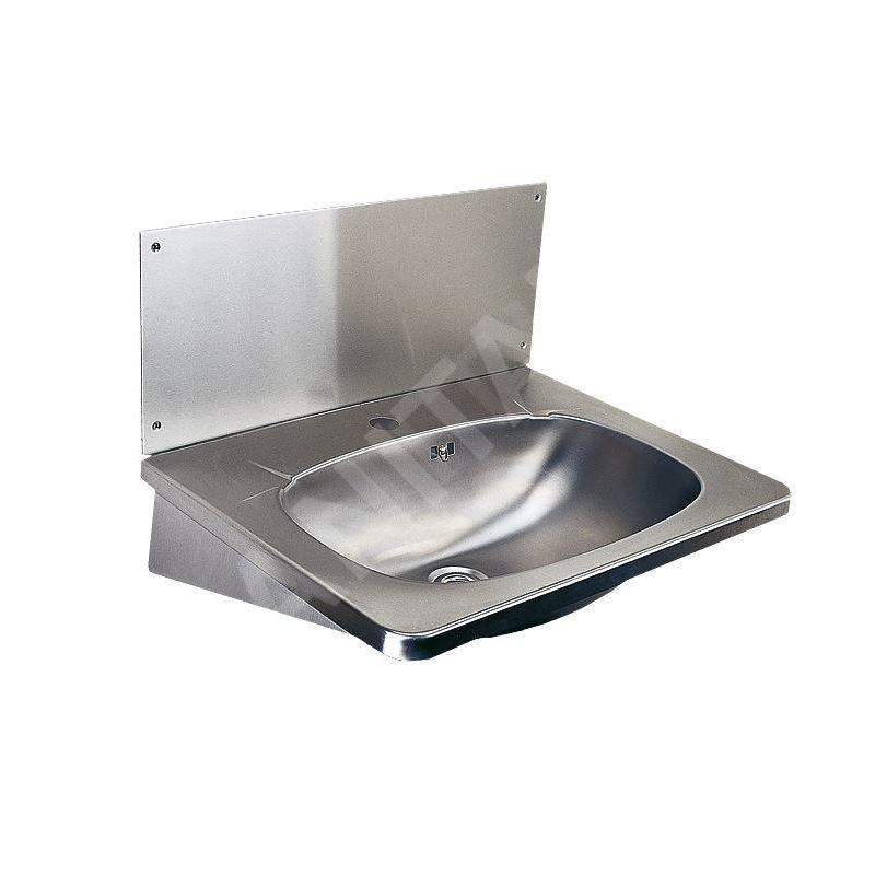 Sanela Lavabos en inox - Lavabo avec trop-plein 595x445 mm, orifice pour mitigeur, inox SLUN 02