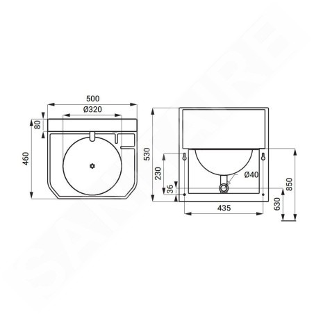 Sanela Lavabos en inox - Lavabo suspendu en inox avec système piezo, 24V SLUN 71P