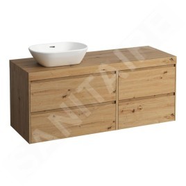 Laufen Lani - Meuble sous-lavabo, 58x137x49 cm, 4 tiroirs, découpe à gauche, chêne H4065821122671