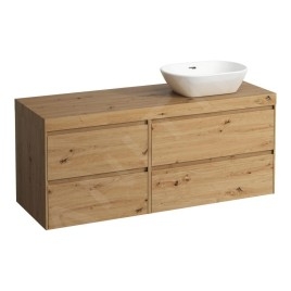 Laufen Lani - Meuble sous-lavabo, 58x137x49 cm, 4 tiroirs, découpe à droite, chêne H4065831122671