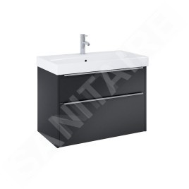 Jika Pure - Armoire avec lavabo, 80x54x42 cm, 2 tiroirs, noir mat H40B2344023532