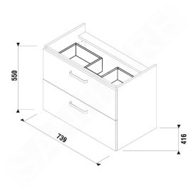 Jika Lyra plus - Meuble pour lavabo 74x55x42 cm, blanc H40J3864023001