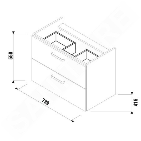 Jika Lyra plus - Meuble pour lavabo 74x55x42 cm, blanc H40J3864023001
