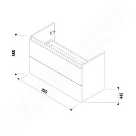 Jika Mio-N - Meuble pour lavabo 96x59x45 cm, frêne H40J7174013421