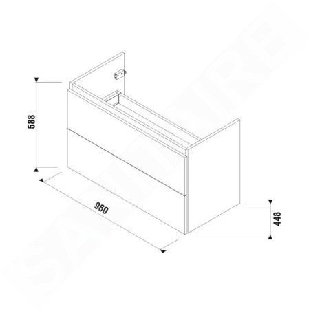 Jika Mio-N - Meuble pour lavabo 96x59x45 cm, blanc H40J7174015001