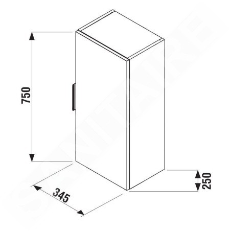 Jika Cube - Armoire moyenne 35x75x25 cm, 1 porte G/D, anthracite mat H4537111763521