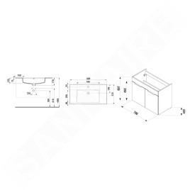 Jika Cube - Meuble avec lavabo 80x43x61 cm, anthracite mat H4537521763521