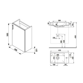 Jika Petit - Meuble avec lave-mains 41x66x23 cm, blanc H45J5111753001