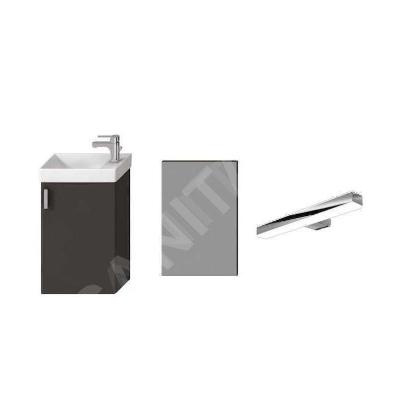 Jika Petit - Set meuble avec lave-mains, miroir et éclairage, gris H45J5141753011 Jika Petit - Set meuble avec lave-mains, miroir et éclairage, gris H45J5141753011