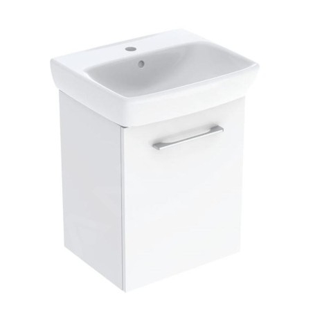 Geberit Selnova Square - Meuble avec lavabo, 50 x 65 x 38 cm, 1 porte, G/D, blanc brillant 502.750.00.1