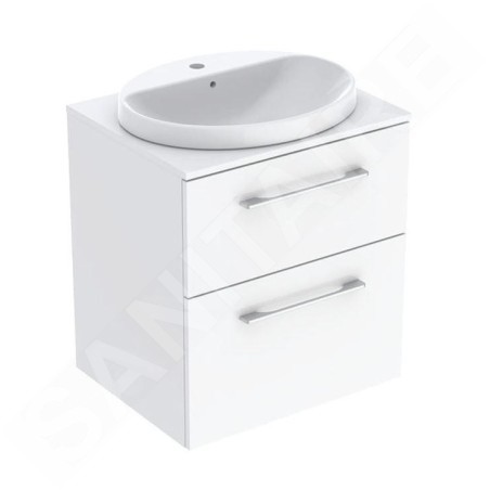 Geberit Selnova Square - Meuble avec lavabo, 59x50x70 cm, 2 tiroirs, blanc brillant 502.868.00.1