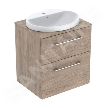 Geberit Selnova Square - Meuble avec lave-mains, 59 x 50 x 70 cm, 2 tiroirs, noix de hickory 502.870.00.1