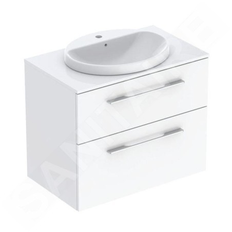 Geberit Selnova Square - Meuble avec lavabo, 79x50x70 cm, 2 tiroirs, blanc brillant 502.872.00.1