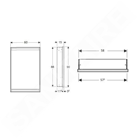 Geberit ONE - Armoire miroir avec éclairage LED, 600x900x150 mm, charnières à gauche, intégrée, noir mat 505.800.00.7