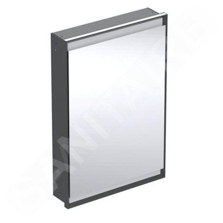 Geberit ONE - Armoire miroir avec éclairage LED, 600x900x150 mm, charnières à droite, intégrée, noir mat 505.801.00.7