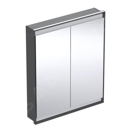 Geberit ONE - Armoire avec miroir avec éclairage LED, 750x900x150 mm, 2 portes, intégrée, noir mat 505.802.00.7