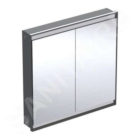 Geberit ONE - Armoire avec miroir avec éclairage LED, 900x900x150 mm, 2 portes, intégrée, noir mat 505.803.00.7