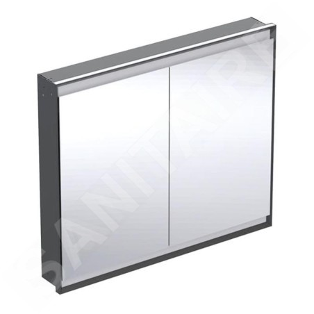 Geberit ONE - Armoire avec miroir avec éclairage LED, 1050x900x150 mm, 2 portes, intégrée, noir mat 505.804.00.7