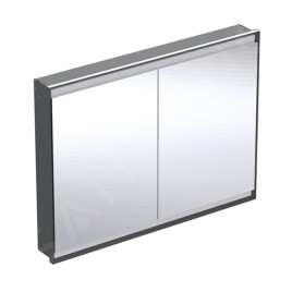 Geberit ONE - Armoire avec miroir avec éclairage LED, 1200x900x150 mm, 2 portes, intégrée, noir mat 505.805.00.7