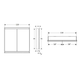 Geberit ONE - Armoire avec miroir avec éclairage LED, 1200x900x150 mm, 2 portes, intégrée, noir mat 505.805.00.7