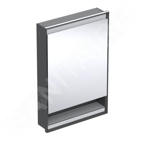 Geberit ONE - Armoire miroir avec éclairage LED, 600x900x150 mm, charnières à droite, avec niche, intégrée, noir mat