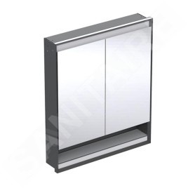 Geberit ONE - Armoire avec miroir avec éclairage LED, 750x900x150 mm, 2 portes, avec niche, intégrée, noir mat 505.822.00.7